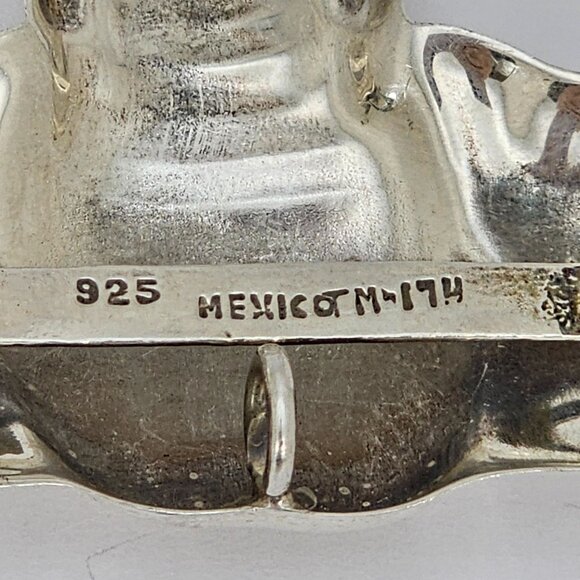 Vtg Large MEXICO 925 Sterling Silver Elephant Head Brooch Pin Signed 3" Oxidized - Picture 5 of 16